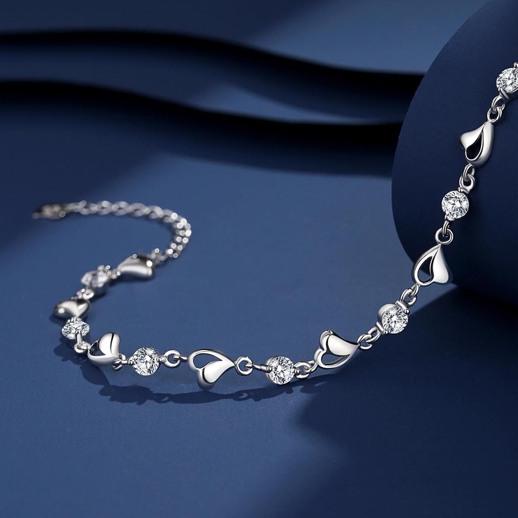 Bracelet for April Power Pure Silver Cubic Popular [Silver Thunder] Women, Birthstone, Stone, Beads, Allergy-Free, High-Grade Zirconia, Amulet,