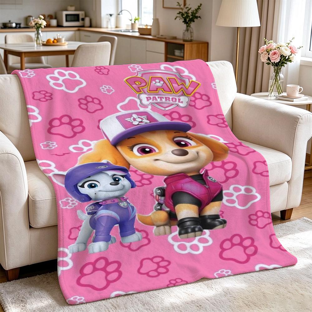 Cute Paw Patrol Pups Anime Cartoon Flannel Blanket Soft Warm Throw Blanket For Living Room Sofa Nap Lightweight Home Decor Birthday Gift