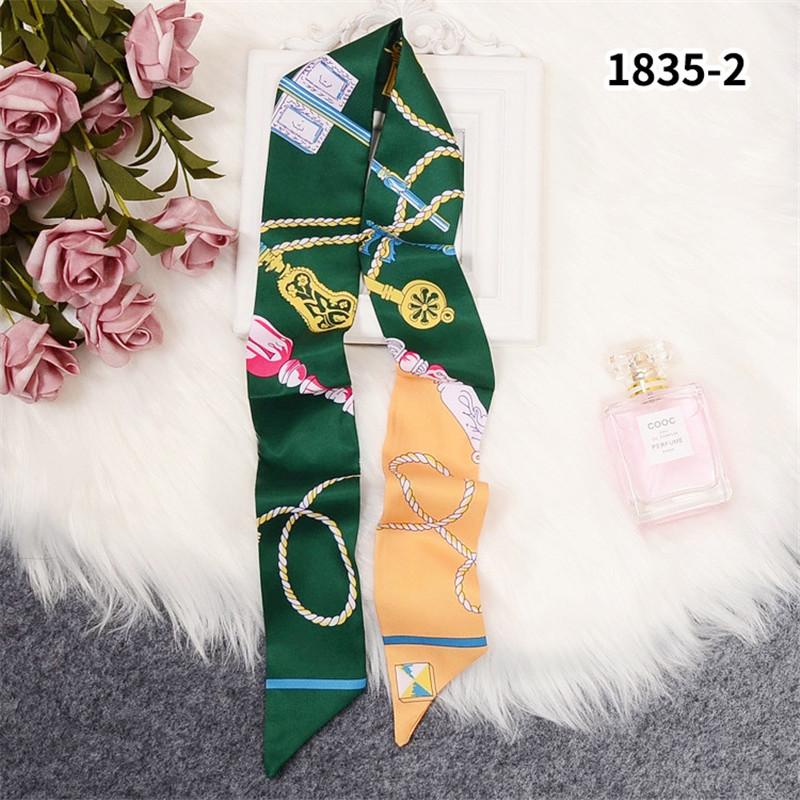 Key Chain Print Skinny Silk Scarf 2024 New Luxury Brand Bag Scarf For Women Head Scarf Long Handle Bag Scarves Wraps