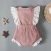 Комбинезон с кружевными рукавами для новорожденных девочек, комбинезон, одежда для детей 0–24 месяцев