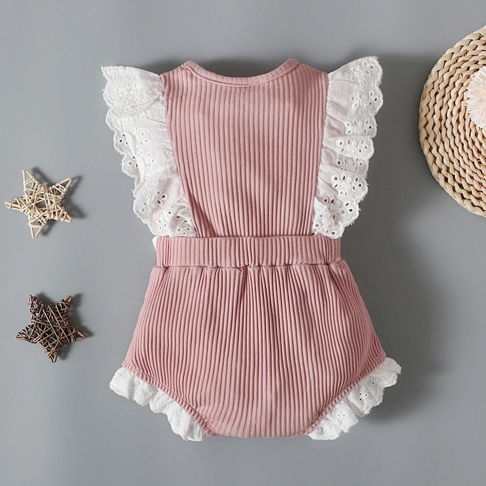 Комбинезон с кружевными рукавами для новорожденных девочек, комбинезон, одежда для детей 0–24 месяцев