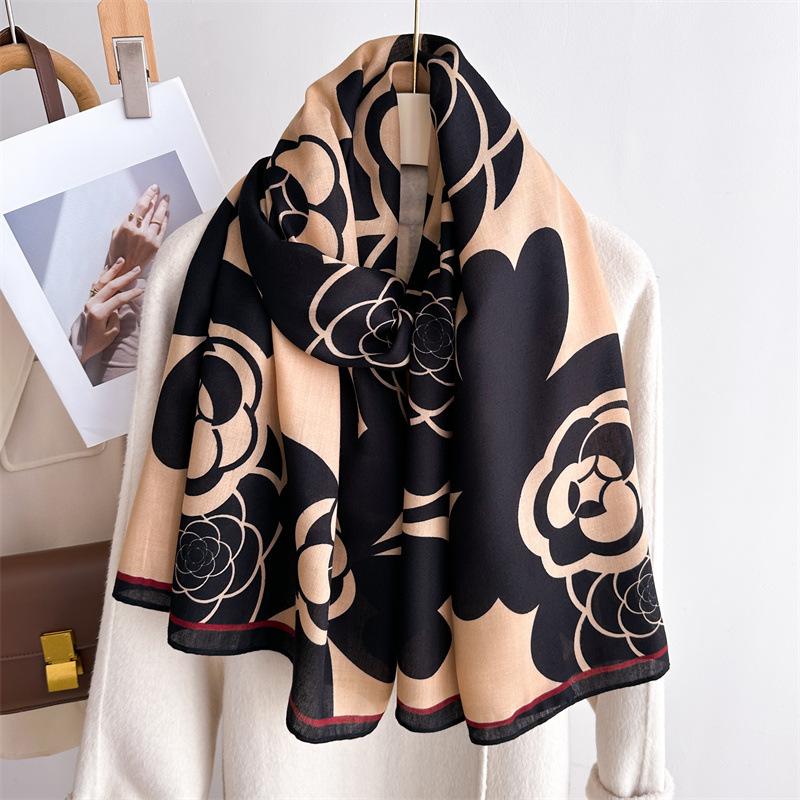 2024 Autumn/Winter New Extended Cotton And Hemp Sunscreen Warm Shawl Neck Versatile Headscarf For Women