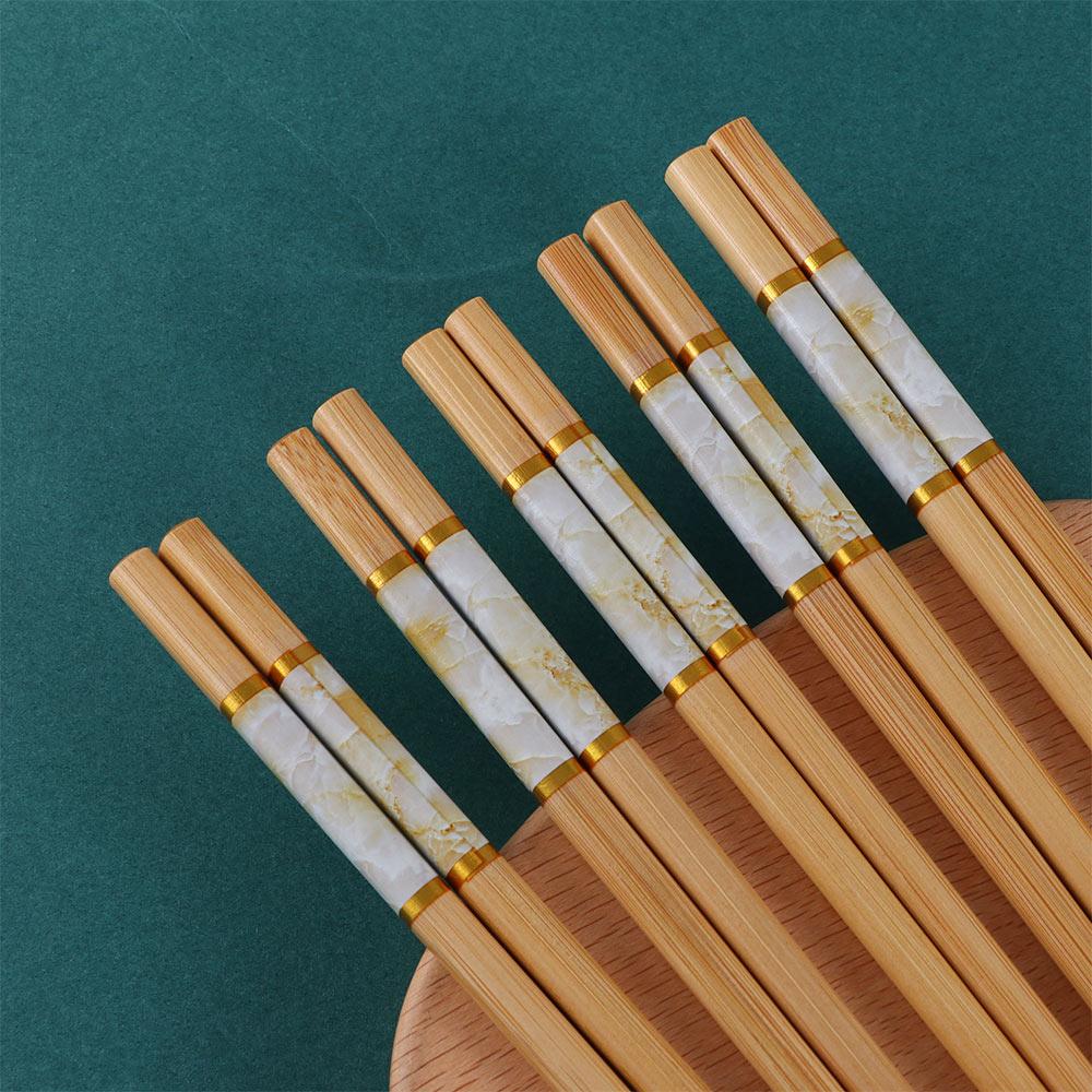 Бамбуковые палочки для суши, 5 пар, противоскользящие, подарочные, столовые приборы, кухонные принадлежности, набор столовых приборов