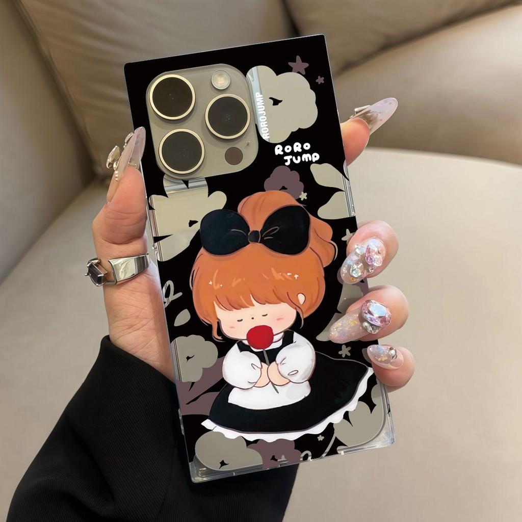 Clear Square Back Tube Case Protection For iPhone 14 Pro Max 15 Plus 11 16 ProMax 13 12 Anti-Oxygen,Cute Little Girl Pattern Casing