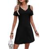 Женское повседневное праздничное платье-майка с v-образным вырезом и коротким рукавом, однотонное повседневное свободное короткое платье размера плюс