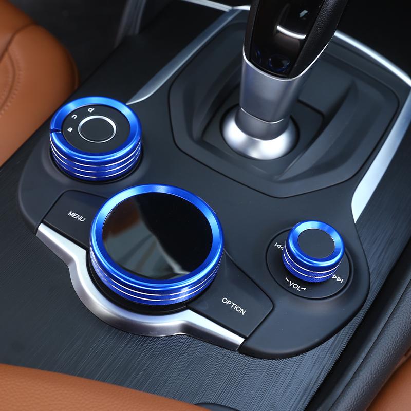 Для Alfa Romeo Giulia Stelvio 2017-автомобильная центральная консоль, мультимедийная ручка, кольцо переключателя, декоративная крышка, отделка интерьера