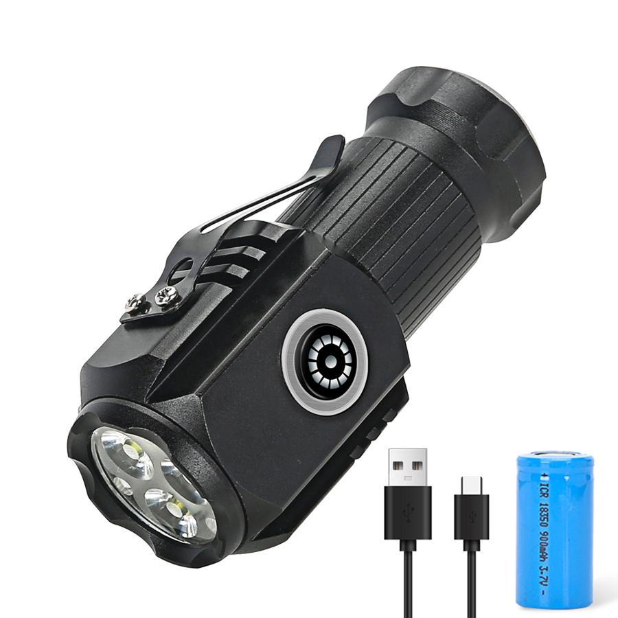 High Power 3 LED Mini LED Flashlight 2000LM SST20 Portable EDC Torch TYPE-C Rechargeable IPX6 Camping Lantern with Tail Magnet