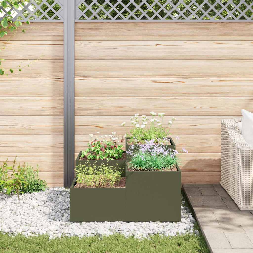 Garden Planter Olive Green 80 x 80 x 48 cm Steel