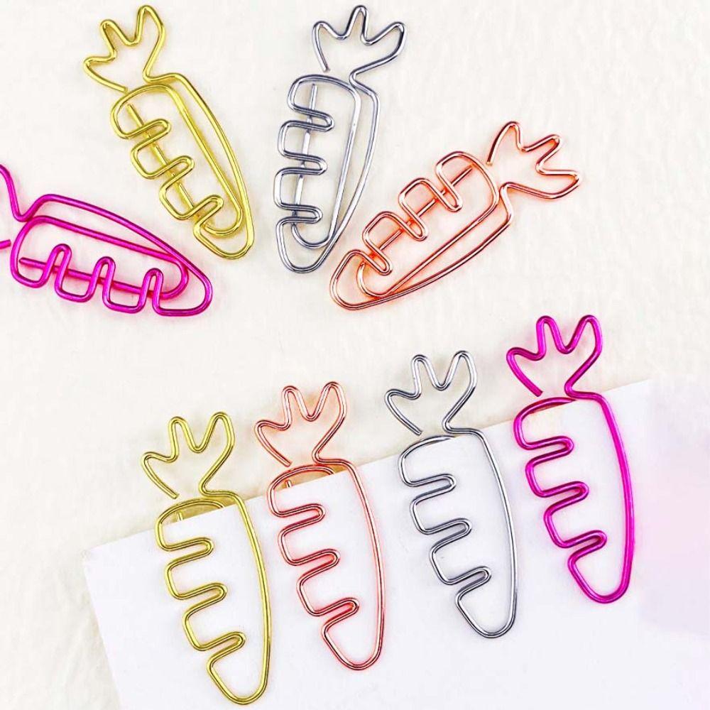 20pcs Cartoon Paper Clips Metal Bookmark Holder Students Stationery Paper Decorative Clip Home