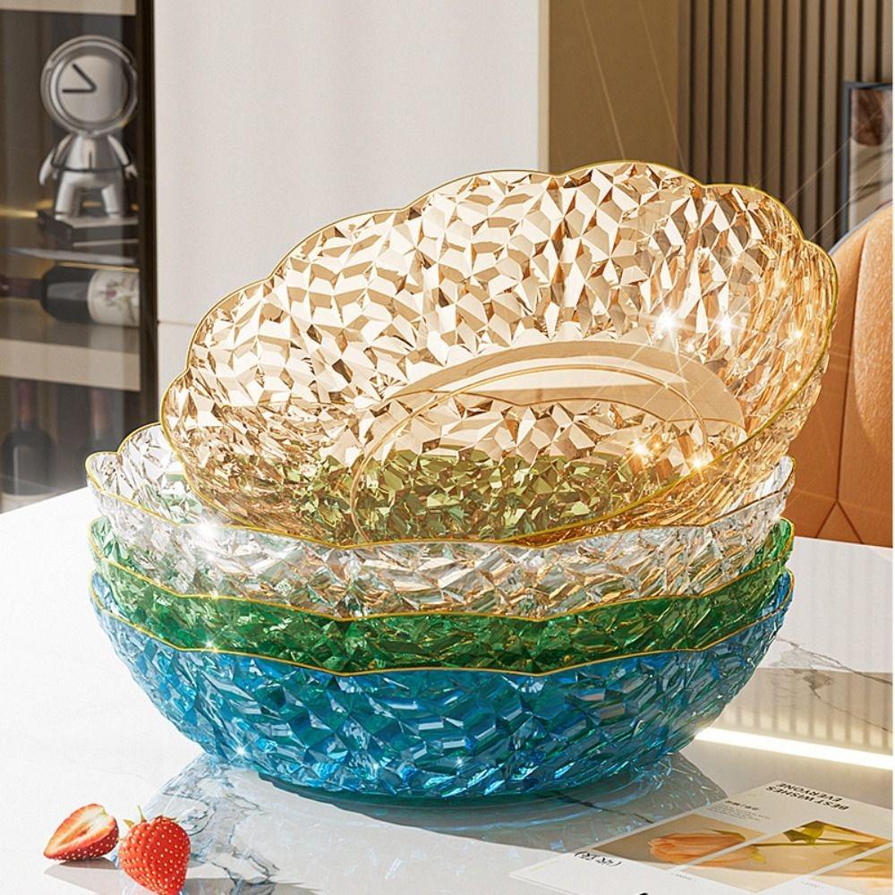Прозрачный поднос для десертов и салатов, тарелка для закусок в форме бриллианта, изысканная фруктовая тарелка, гостиная