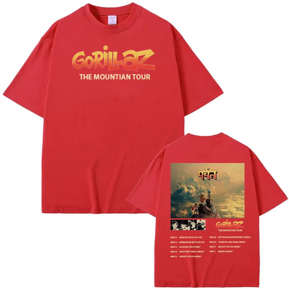 Gorillaz Band Tour 2026 The Mountian Print T Shirt Men Women Fashion Hip Hop Classic Short Sleeve Tee pure Cotton ONeck Top