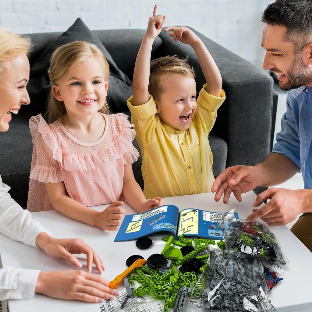 Набор для сборки робота 5-в-1 для детей, Образовательный набор строительных блоков STEM, Робот-конструктор/Гусеничный гонщик/Танк/Бульдозер с управлением с пульта и через приложение,