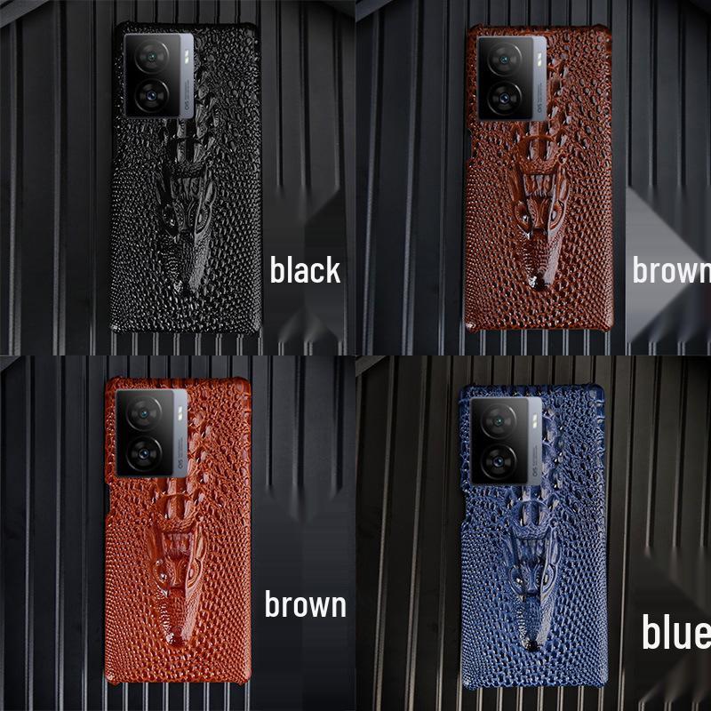 Роскошный чехол-полупакет из коровьей кожи с узором в виде головы дракона для iQOO Z7, iQOO Z7x - Защитный чехол премиум-класса