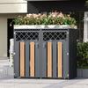 Trash Can Box, with Diamond-Shaped Ventilation Holes, Trash Storage Compartments, Lockable, Two Doors, Planting Area