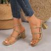 Fashion Women's Fashion Chunky Sandals Summer New Square Head Open Toe with Anti-slip Wear-resistant High-heeled Slippers