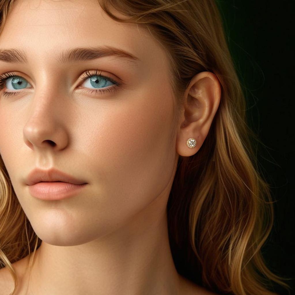 Silver gold-plated Moissanity earrings, 0.5 ct, 925 silver studs