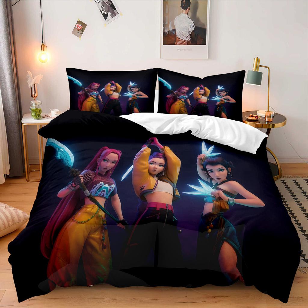 Постельное белье K-Pop Demon Hunters для фанатов, детей, машинная стирка, прочное, размеры кинг, квин, твин для K-pop девушек, домашний декор для спальни
