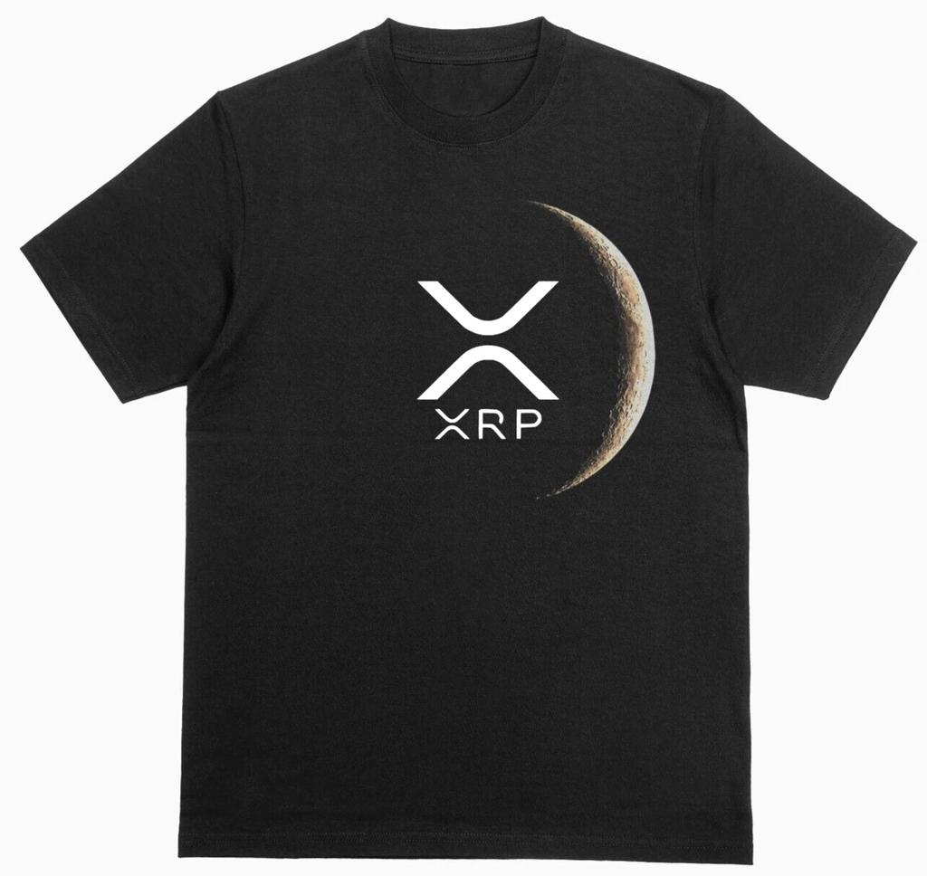 Футболка с изображением монеты криптовалюты XRP, унисекс, 100% хлопок, черная