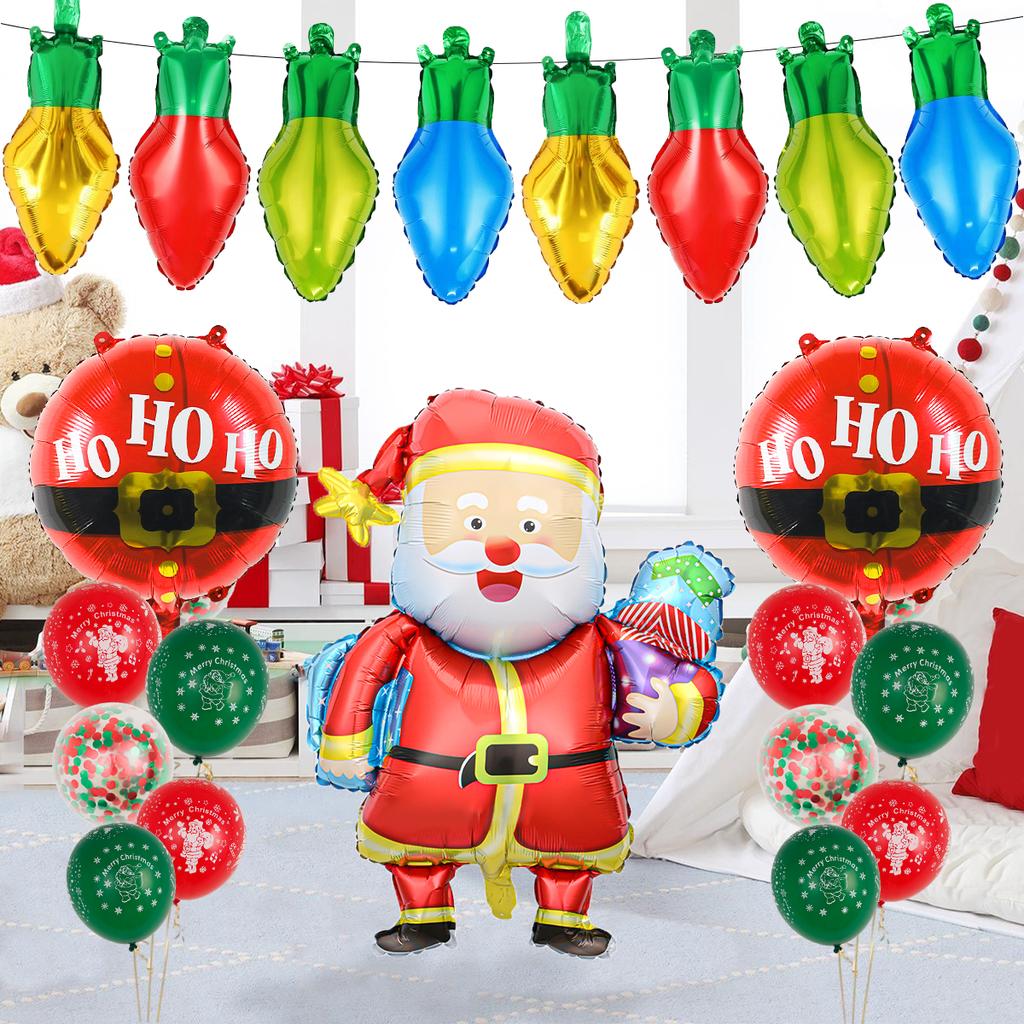 Набор из 26 рождественских воздушных шаров, рождественские шарики из алюминиевой фольги в форме лампочки, Санта-Клаус, рождественская вечеринка