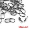 Durable Stainless Steel Line Tackle Fishing Hanging Snap Barrel Swivel Connector Oval Split Rings