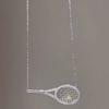 With Diamonds Pendant Necklace Zirconia Metal Sweater Chain Tennis Racket Necklace  Jewelry Gifts