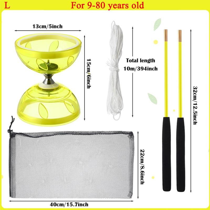 Китайское диаболо с тройными подшипниками, 3-подшипниковое диаболо зеленое китайское йо-йо профессиональная цирковая вращающаяся игрушка с ручками