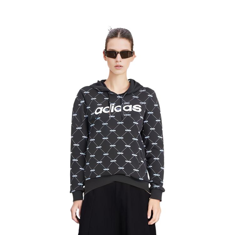 adidas Нео логотип напечатан в американском стиле повседневная толстовка с капюшоном женские толстовки черные EI6255