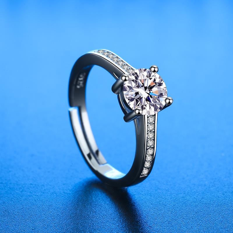 Кольцо из серебра 925 пробы Сердце AAA Циркон Открытое регулируемое Помолвочное Для женщин Свадебные Модные украшения Подарки для вечеринок