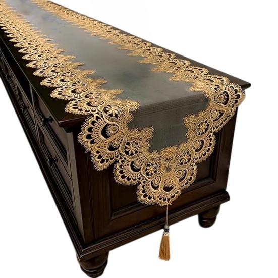 Lace Table Runner with Tassels, Vintage Lace Dining Table Runner, Coffee Table Runners, Waterproof Oil-Proof Exquisite Table Runner for Dining