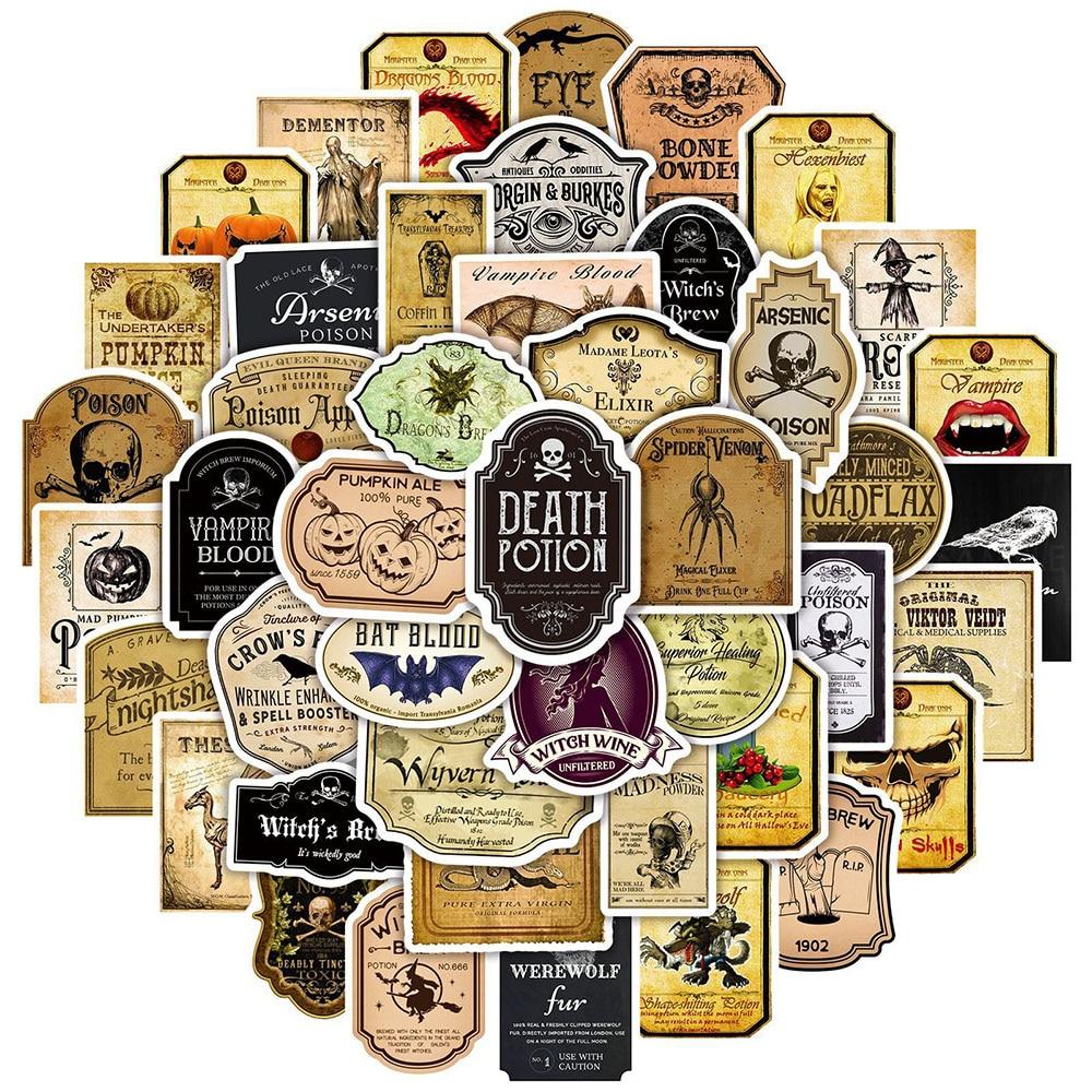 10/50 шт., ретро, ​​готика, аптекарь, фармацевт, ведьма, водонепроницаемые наклейки, автомобильный дорожный багаж, гитара, холодильник, крутая наклейка с граффити