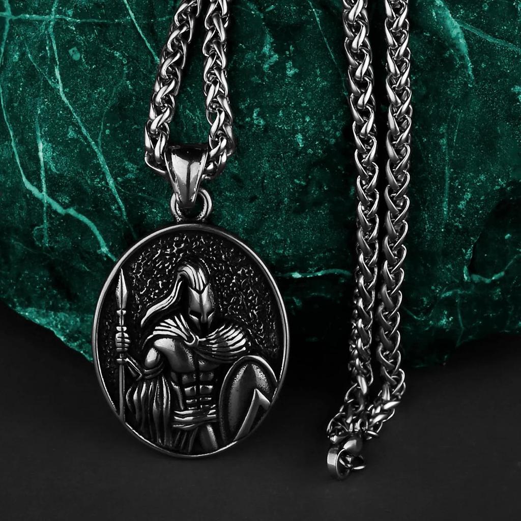 Vintage Retro Spartan Warrior Gladiator Pendant Necklace Chain Unisex Men Women Stainless Steel Fashion Gothic Amulet Talisman Jewelry