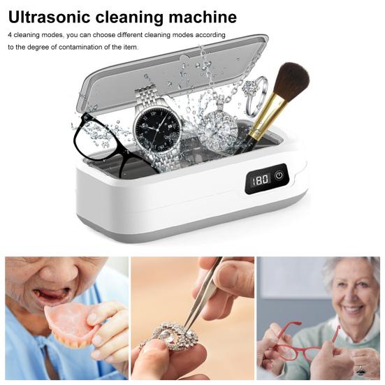 Ультразвуковая чистящая машина 49000 Гц Wave Deep Clean 640 мл Раковина из нержавеющей стали 4 режима Очки Ювелирные изделия Ежедневный очиститель предметов
