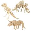 HAMILO Wooden Dinosaur Skeleton Freestanding Set of 3 Model, Assembled, Figurine,