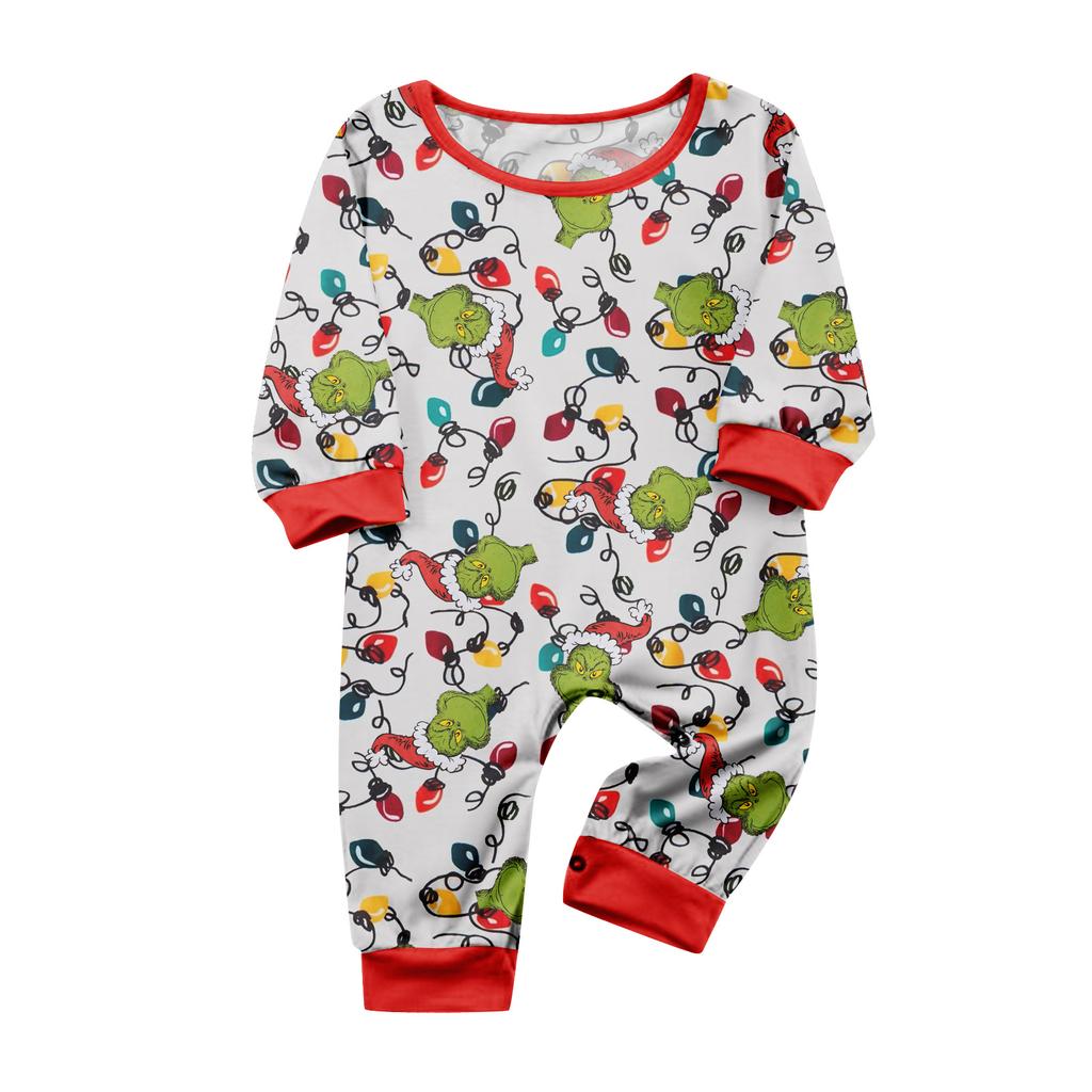 Christmas Print Cute Family Set Pajamas, Home Clothes, Family Set Long Sleeve Top Pants Set