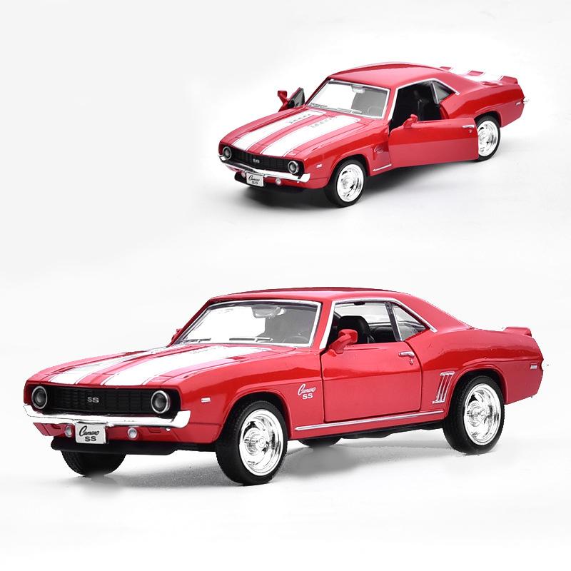 Масштаб 1/36 Chevrolet Camaro SS 1969, литая под давлением модель автомобиля, игрушечный автомобиль с откатным механизмом, звуком и светом для детей, коллекция подарков для мальчиков и девочек