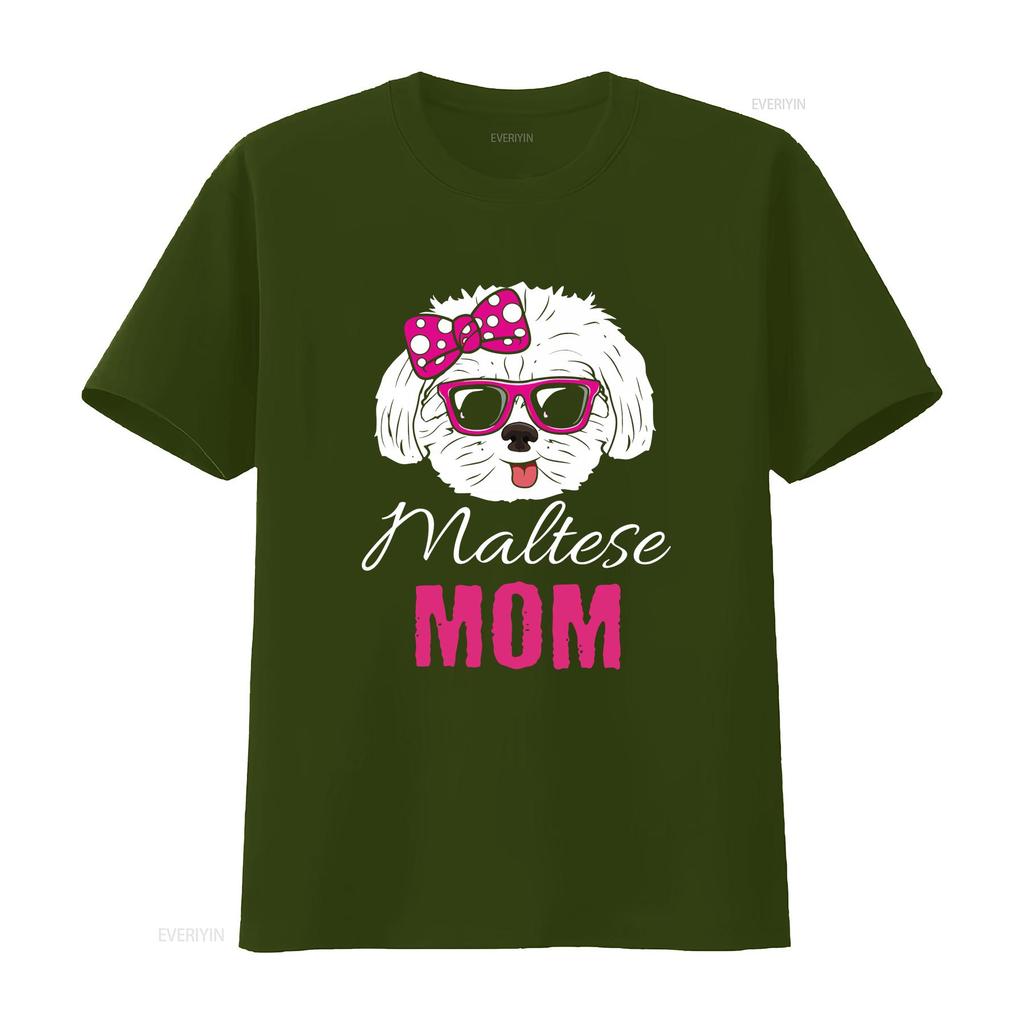 Cute Maltese Mom Dog T Shirt Love Heart Pet Owner s Lover vintage Washed Top For Everyday Wear Stylish Versatile Stretched
