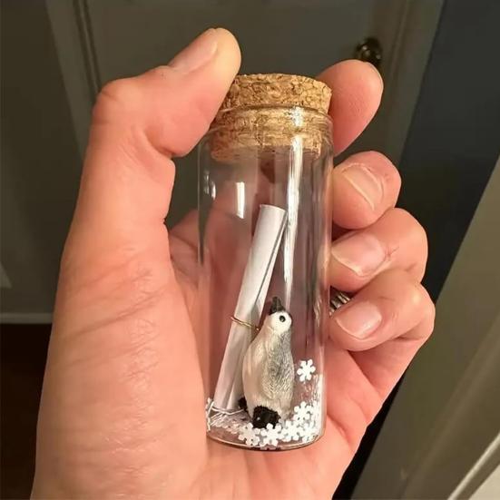 Пингвин в бутылке с рукописным письмом, снежинка, смоляная фигурка пингвина в пробковой стеклянной банке, настольное украшение, подарок на день рождения ко Дню матери