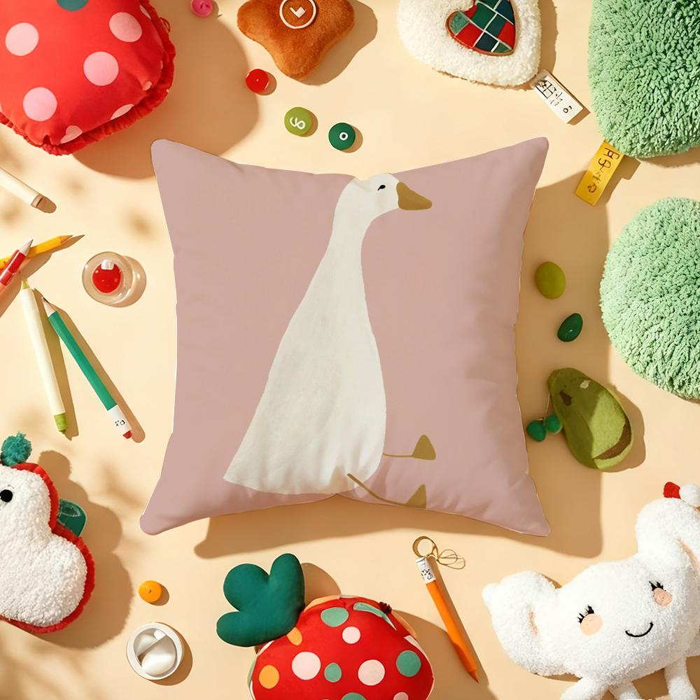 Cartoon Goose Floral Cushion Cover Soft Short Plush DoubleSided Printing Home Decor Machine Washable Pillow Case Gift