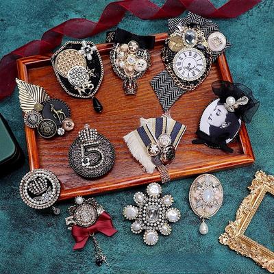 Винтажная ткань дворец барокко камелия брошь ювелирные изделия дамы элегантный жемчуг кисточка