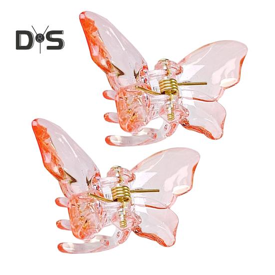 2Pcs Girls Hair Claw Transparent Butterflies Shape Hair Pin Braided Hair Mini Hairpin Clear Mini Braiding Clip Headwear Hair Accessories