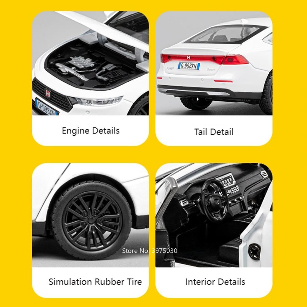 1:32 Honda Accord CIVIC TYPE-R Toys Cars Miniature Models Alloy Diecast Doors Opened Car Toy Sound Light Vehicles Children Gifts ahn256