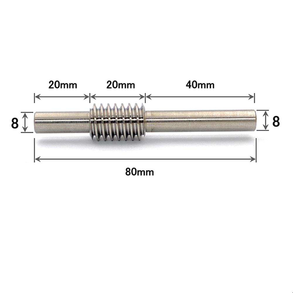 0.8M Stainless Steel Worm Shaft Copper Turbine Gear 20/25/30/35/40/50/60 Teeth