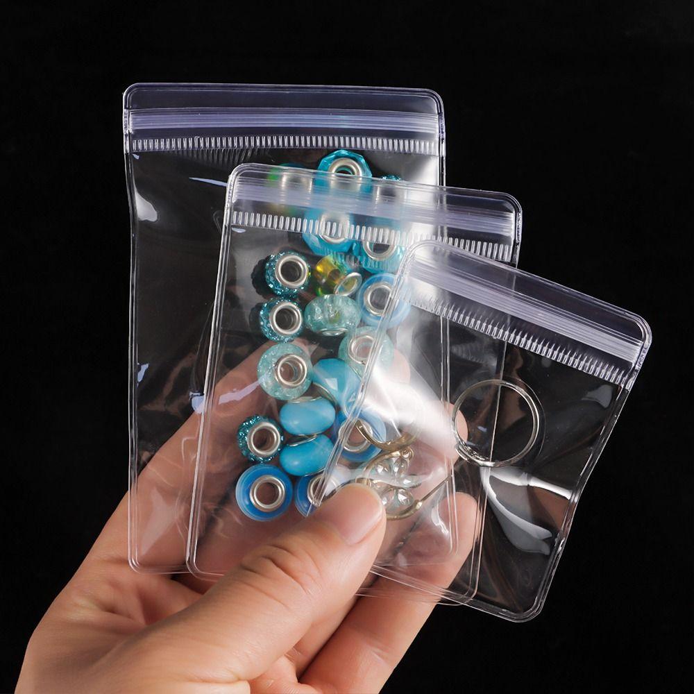 100Pcs PVC Plastic Self Sealing Bag Transparent Jewelry Bag Zip Lock Bags  Necklace Bracelet Ring