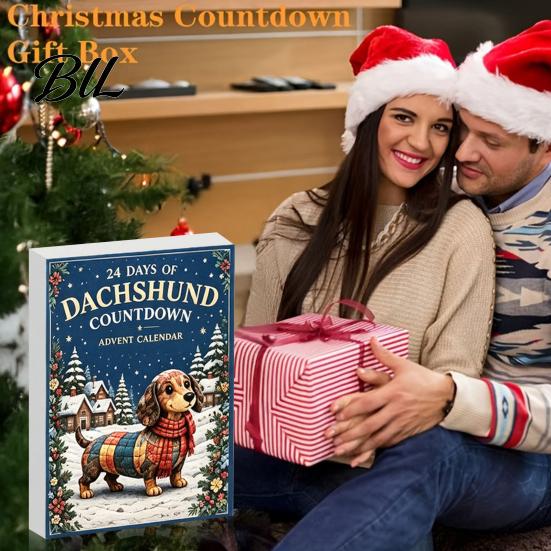 Kids Holiday Activity Kit 24 Days Dachshund Christmas Advent Calendar with Acrylic Pendants, Countdown for Pendant Decorations, Cute Hanging Ornaments