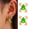 1/2 Pairs Frog-Shaped Earrings Sparking Rhinestones Inlaid