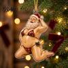 Eye-catching Holiday Wall Decor Bikini Christmas Ornaments, Quirky Santa Claus Dachshund Highland Cow Hanging Decoration, Hilarious Decorative