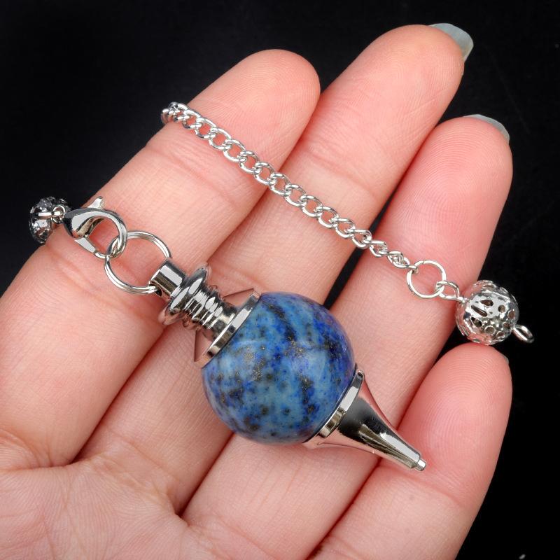 New Style Gemstone Crystal Ball Pendulum Healing Natural Stone Crystal Pendant with Chain for Decompression