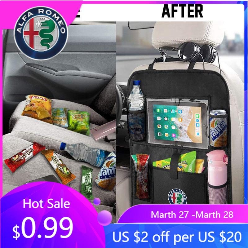 For Alfa Romeo Car Seat Back Organizer Adjustable Storage Bag High Capacity For Alfa Romeo giulia stelvio giulietta 159 147 156