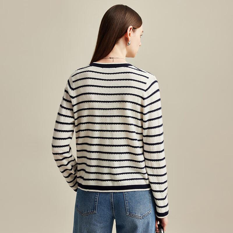 Zhaojun Women's Striped Color-Block Pure Cashmere Cardigan