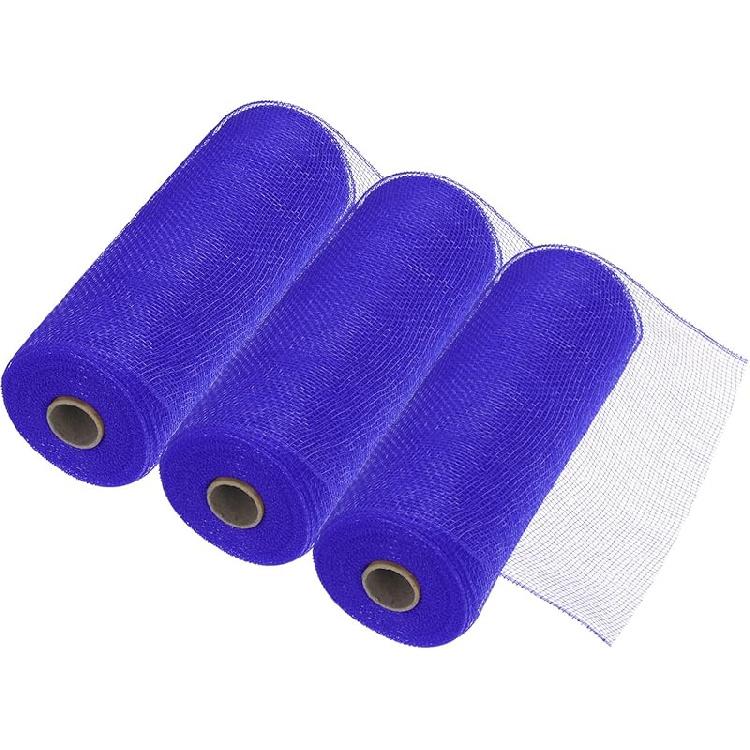 MECCANIXITY 3pcs 10 Inch Poly Burlap Mesh for Wreath, Decorative Mesh Fabric Ribbon 10 Yard for Fall Easter Christmas Flower Bow, Dark Green